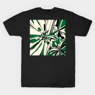 Fantasy Flowers in Green, Cream, and Black T-Shirt